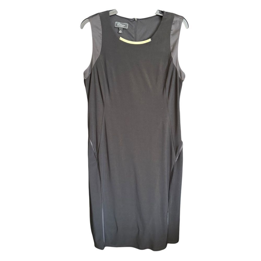 Collection dressbarn Black Sleeveless Midi Fitted Sleek Dress BuiltIn Smoothwear